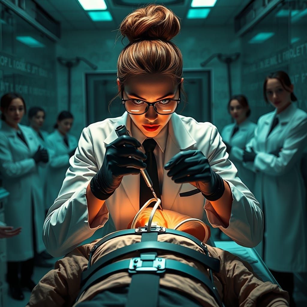 Disturbing Lobotomy Scene in Hyperdetailed Digital Art