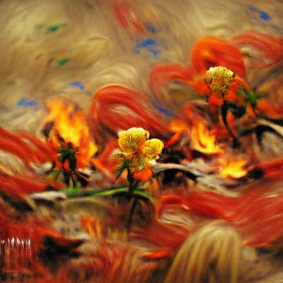 Impressionistic Fire Flowers Bloom