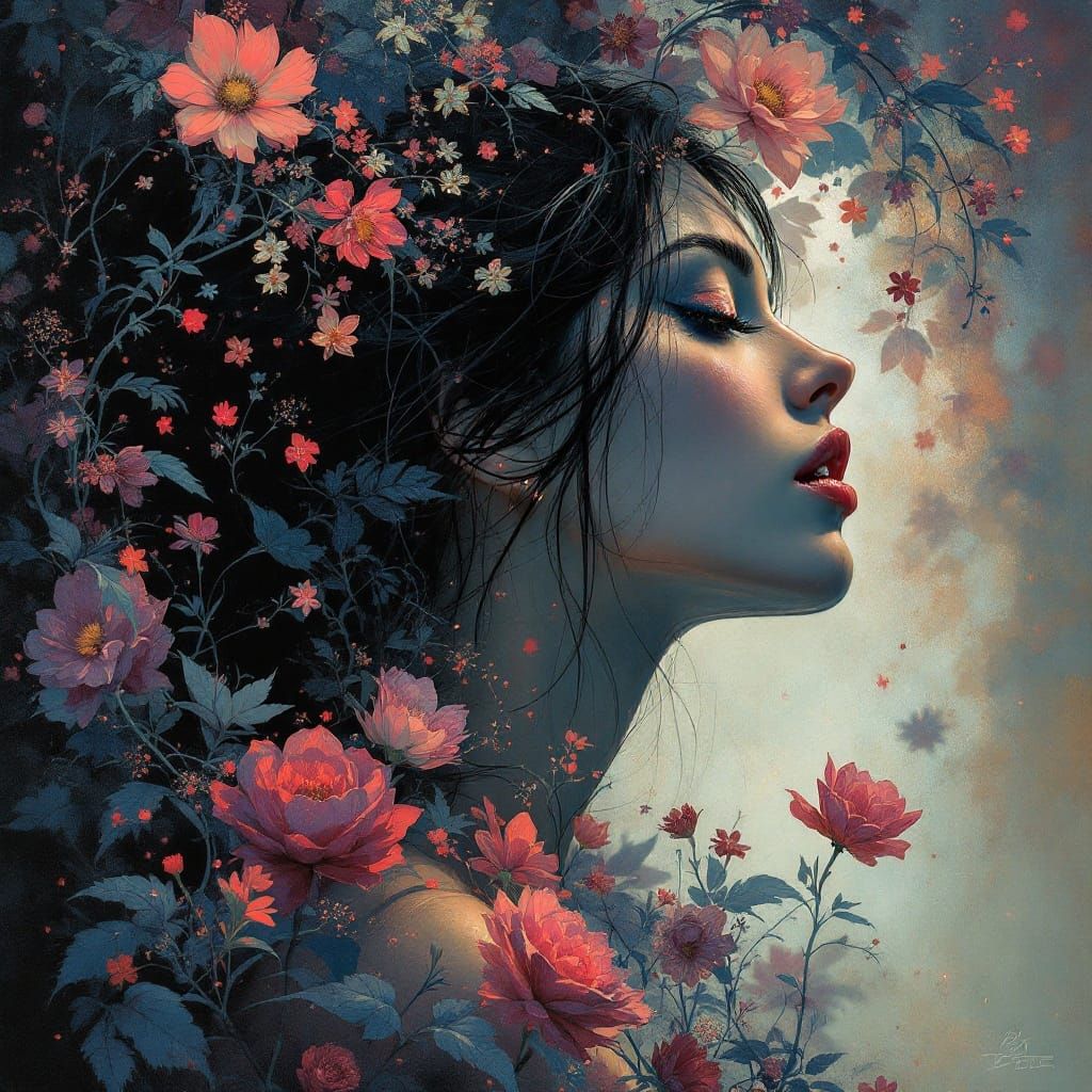 Beautiful spanish woman, bioluminescent bioluminescent ruby ...