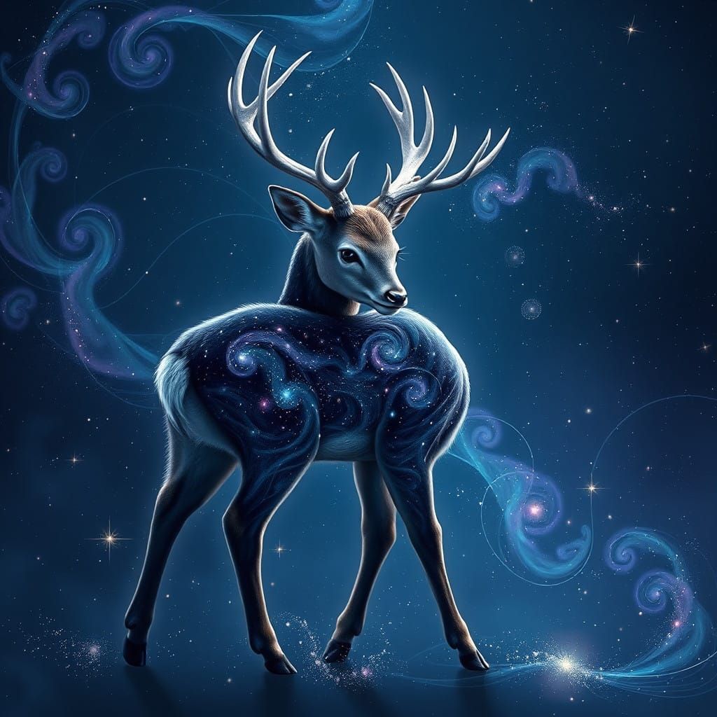 Ethereal Baby Deer in Celestial Night Sky Coat