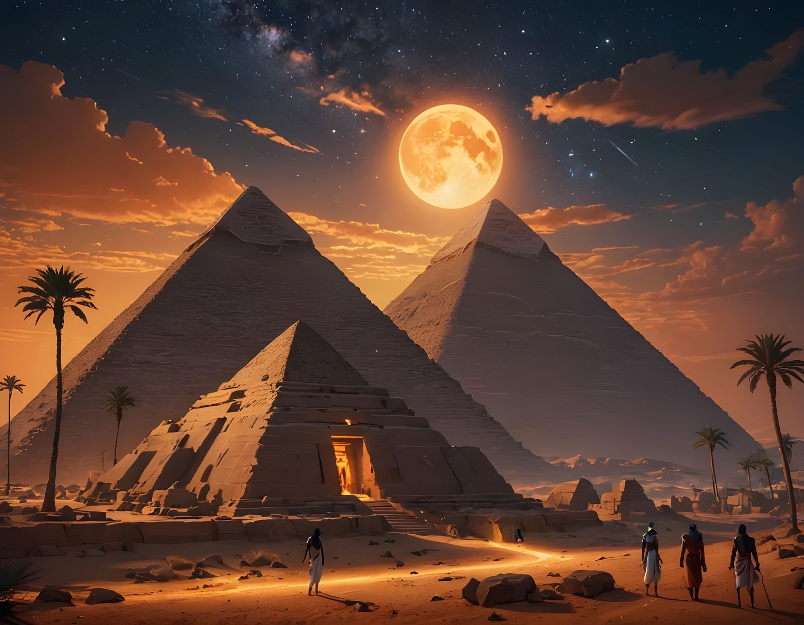 Mystical Ancient Egypt Under a Starry Night Sky