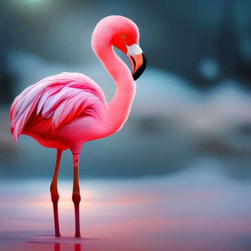 Flamingo in North Pole Wearing Winter Gear