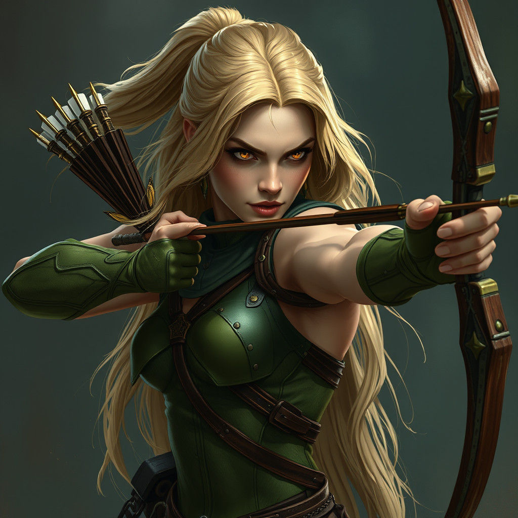 Fantastical Archery Scene in Matte Painting Style