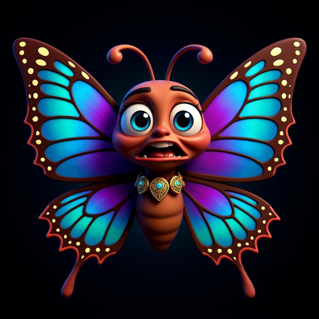 Anthropomorphic Butterfly with Bewildered Expression