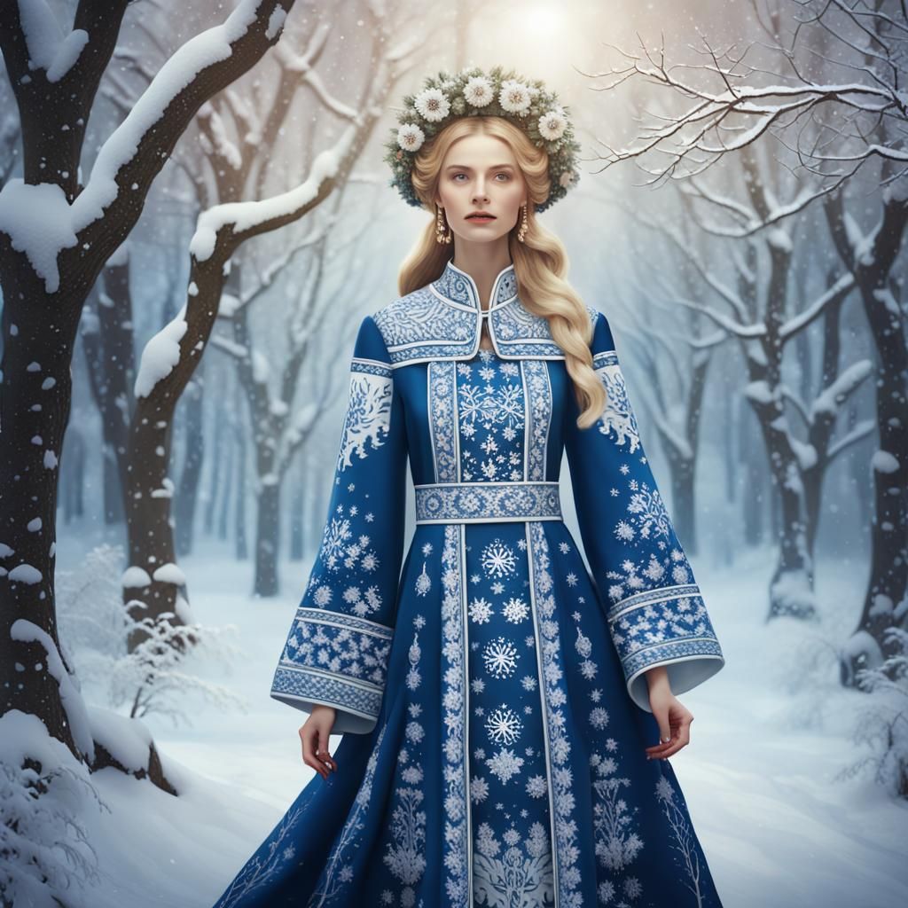 Slavic Model in Snowy Moscow: Digital Matte Painting