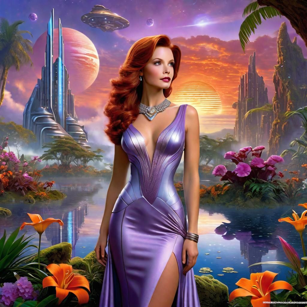 Woman on Distant Planet in Hyperdetailed Fantasy Style