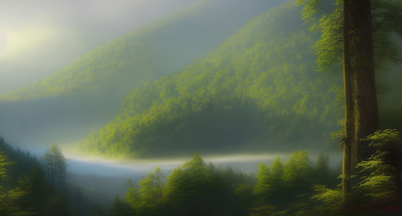 Nantahala Forest Matte Painting with Misty Haze