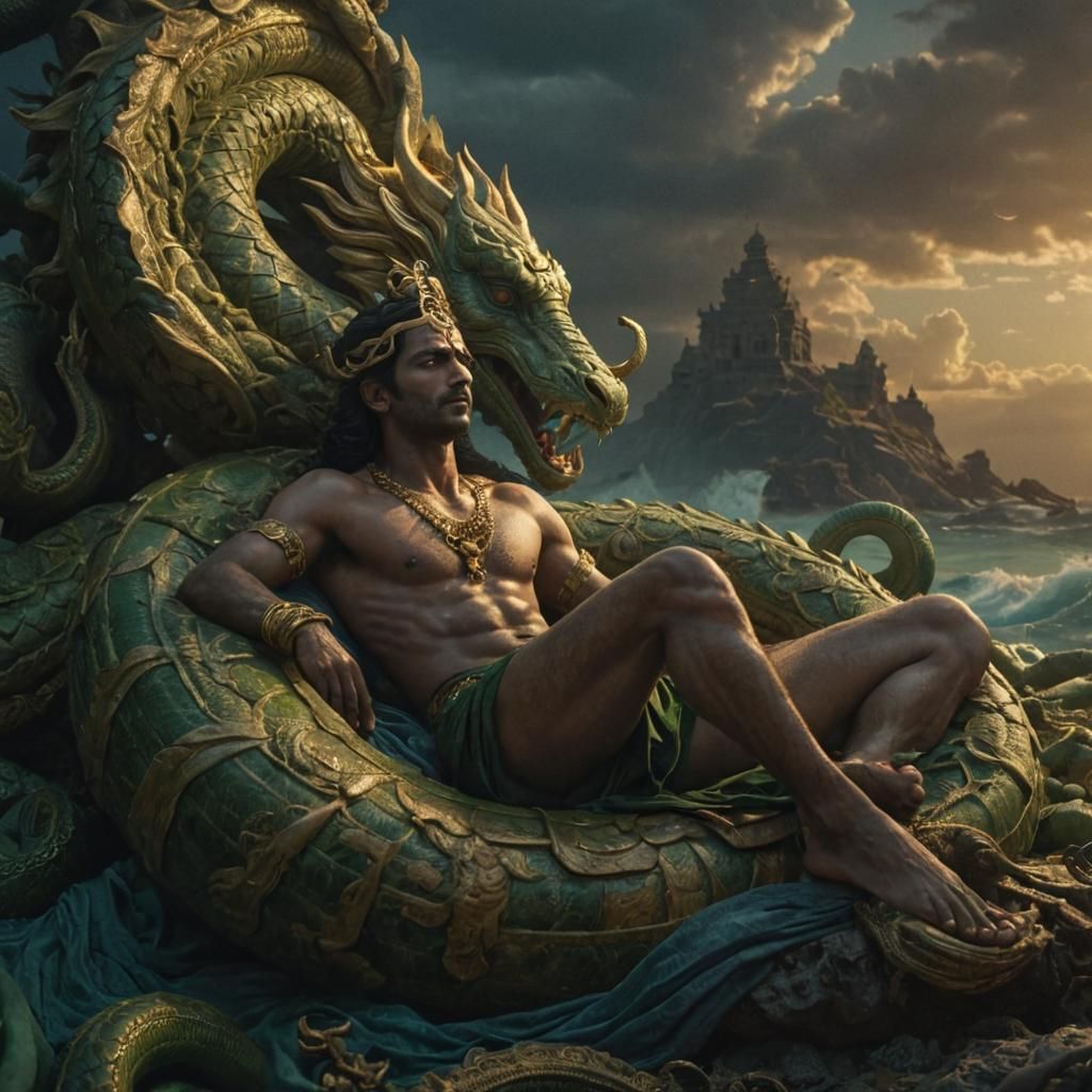 Lord Vishnu in Cinematic Glory, Serene yet Powerful