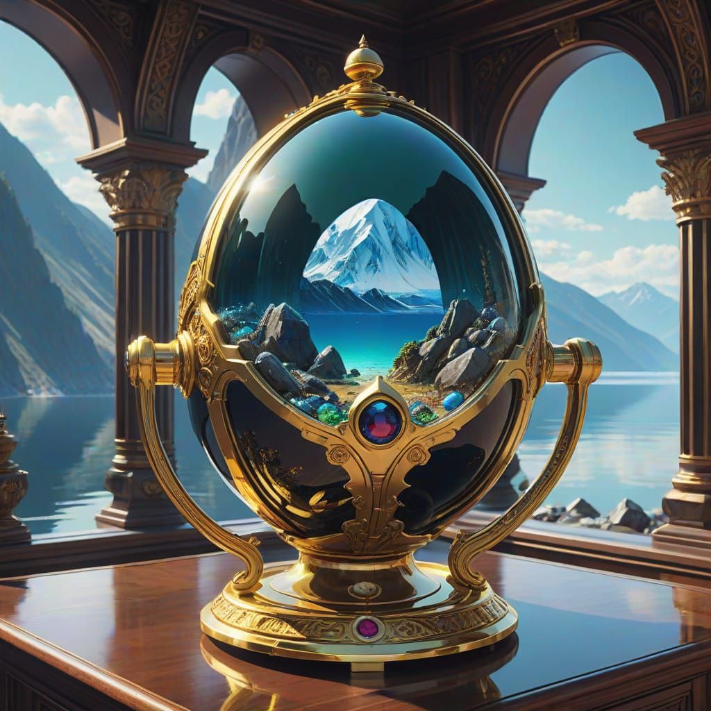 Crystal Clear Lake Baikal in a Golden Cup of Precious Stones