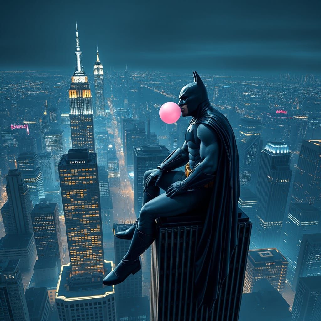 Batman Illuminated by Pink Bubble Gum Glow