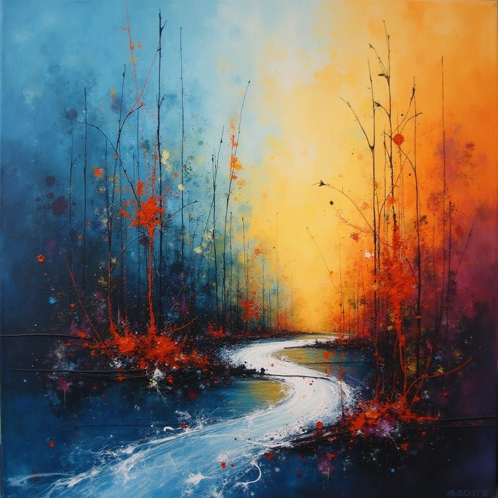 Vibrant Abstract Art Composition in Expressive Style