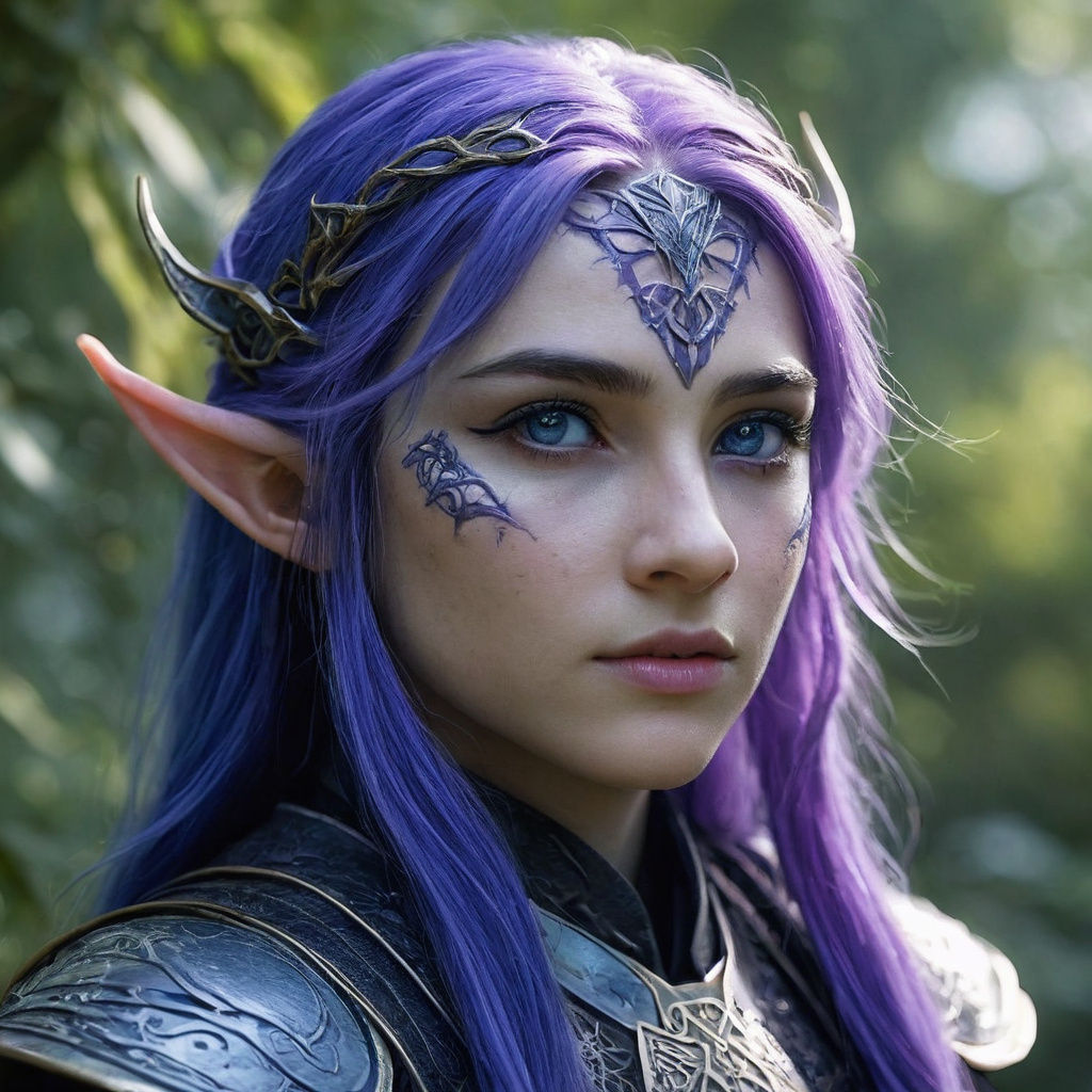 Ethereal Elven Assassin in Purple Locks