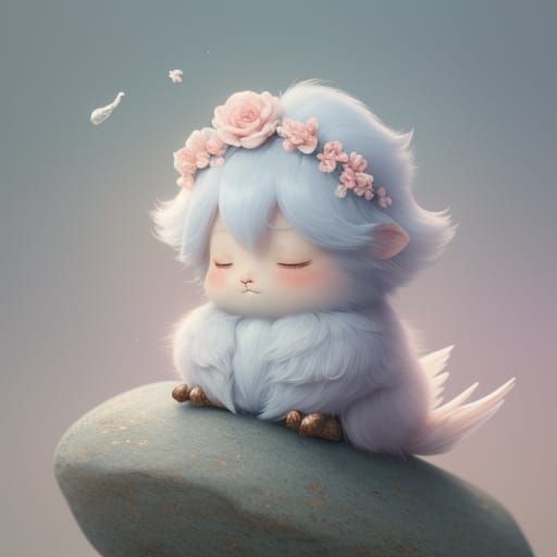 Whimsical Cherub in Pastel Hues