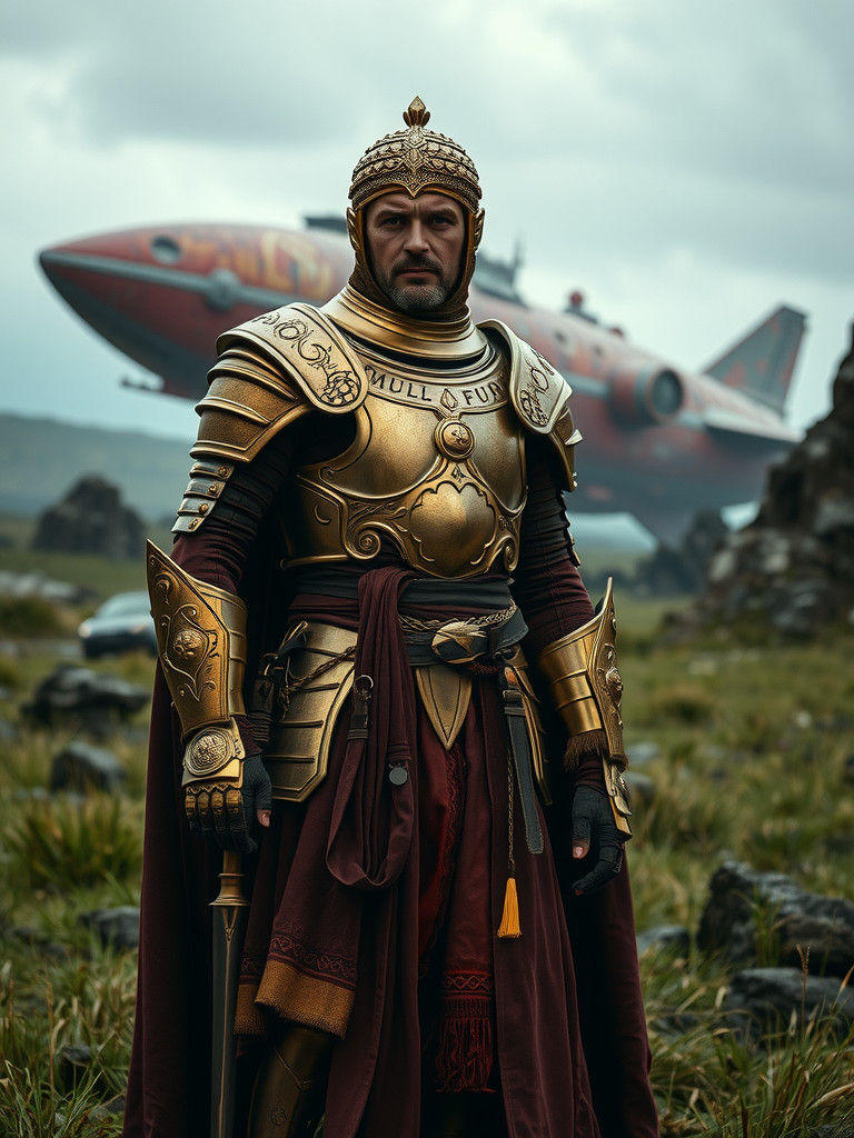 Futuristic Roman Diplomat in Gilded Armor