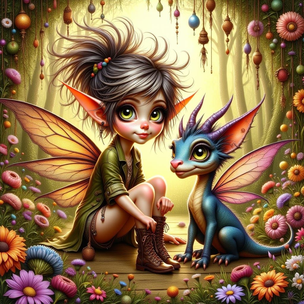 Enchanted Forest Scene in Whimsical Style