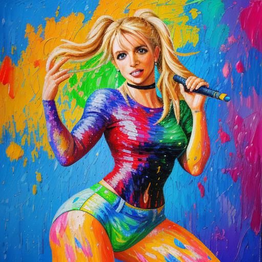 Britney Spears Portrait in Expressionist Oil Painting Style