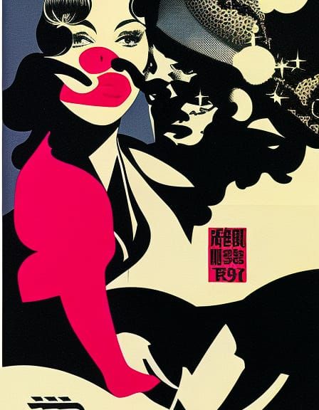 "Lesbian pulp noir fiction cover in collage and Taisho art s...