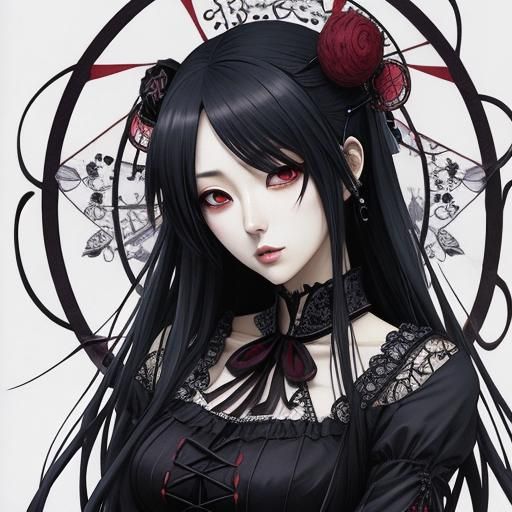 Anime Style Gothic Girl in Love