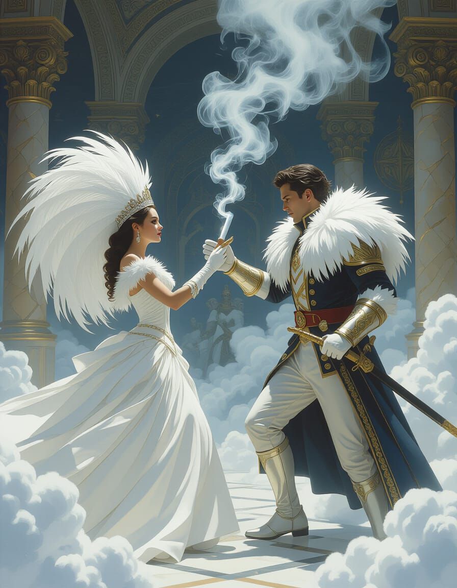 Epic Battle: Royal Feud in Dark Fantasy Style