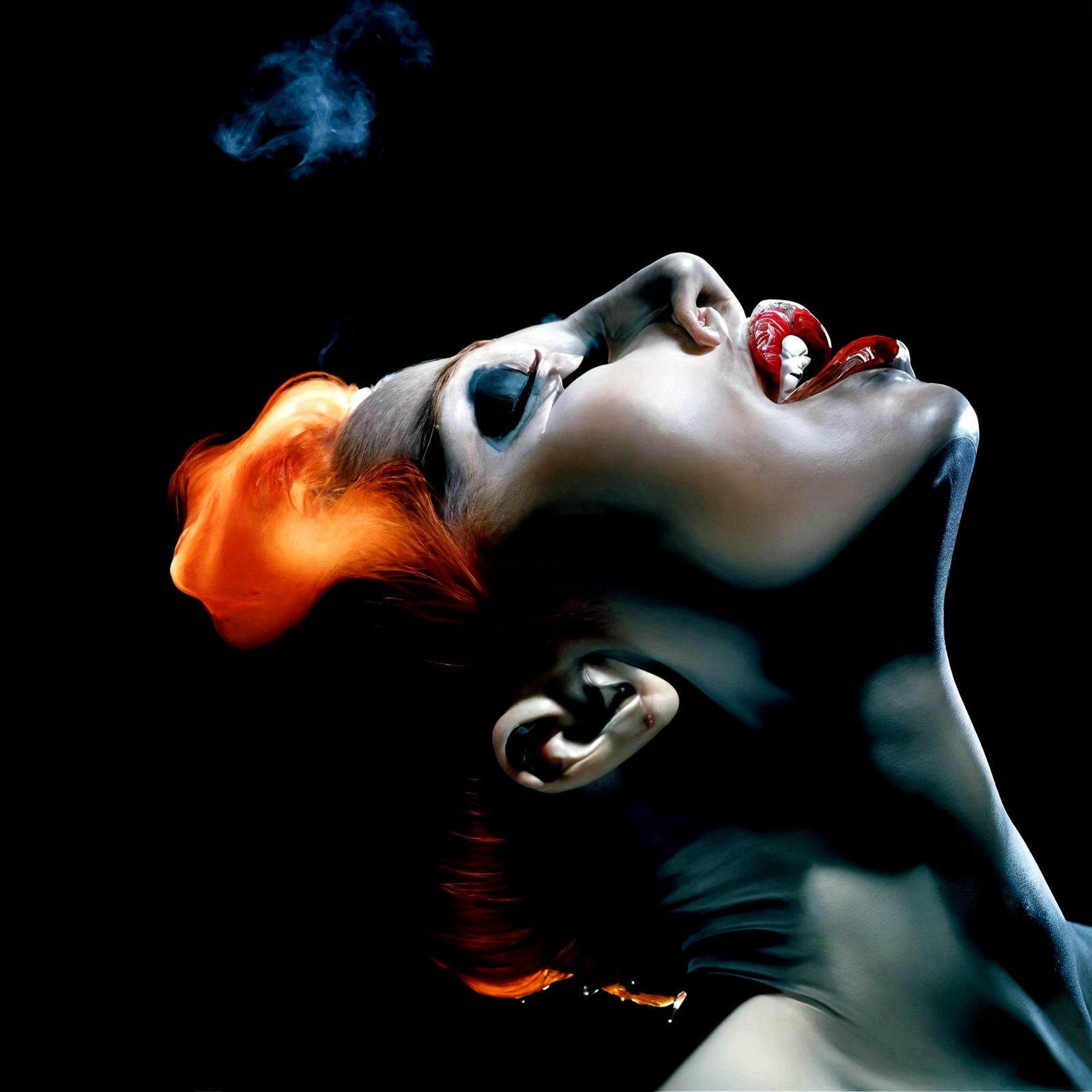 Modern Couture Woman in Cafe: Hyperreal Portrait