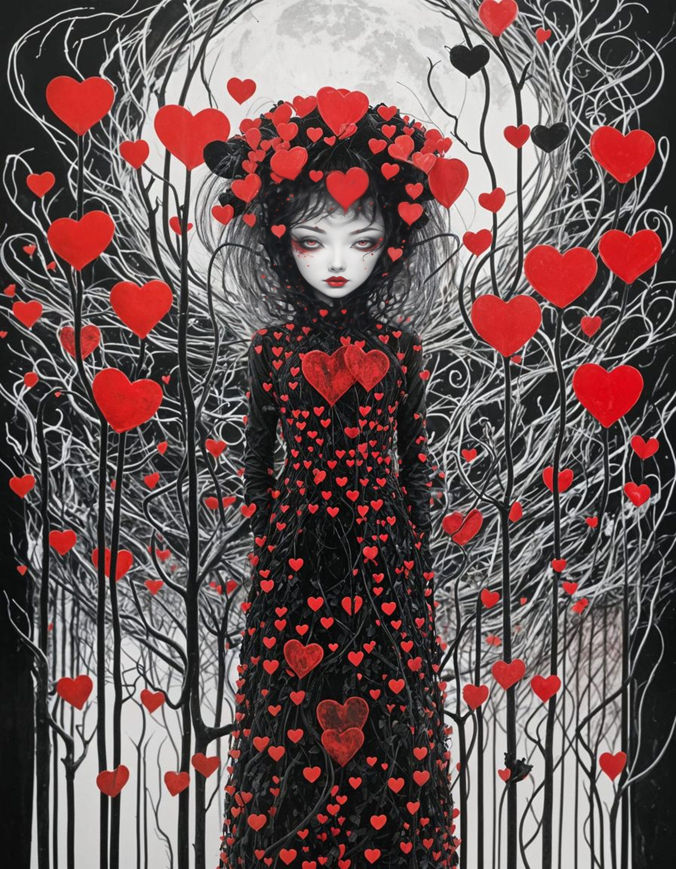Creepy Fairy Queen in Blood Moon Crimson Heart Bloom
