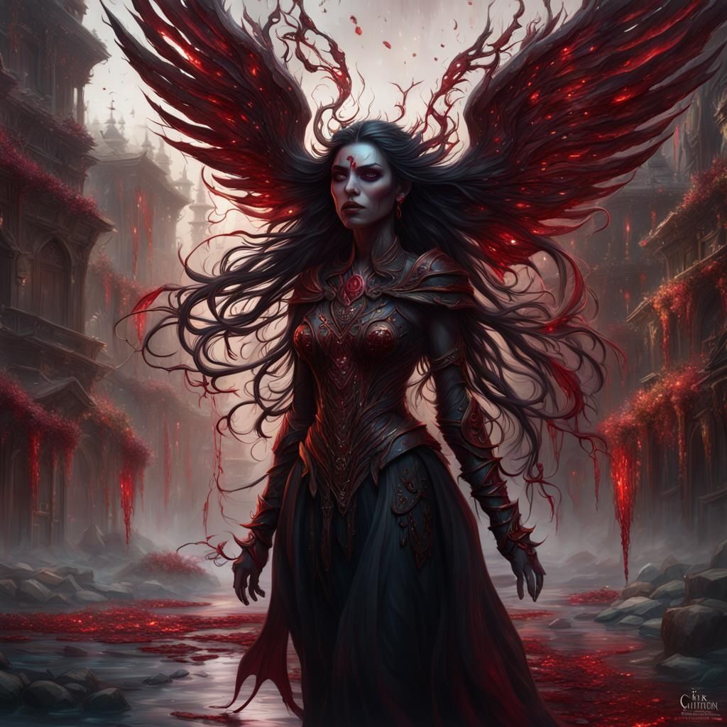 Banshee Weeping Crimson Tears: Detailed Matte Painting