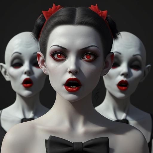 Demonic Alien Mime with Carnelian Eyes in 3D