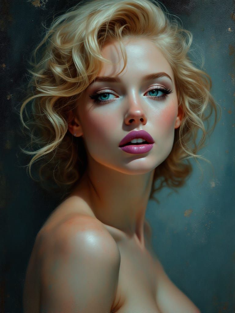 1950s Pin-Up Woman with Intense Gaze