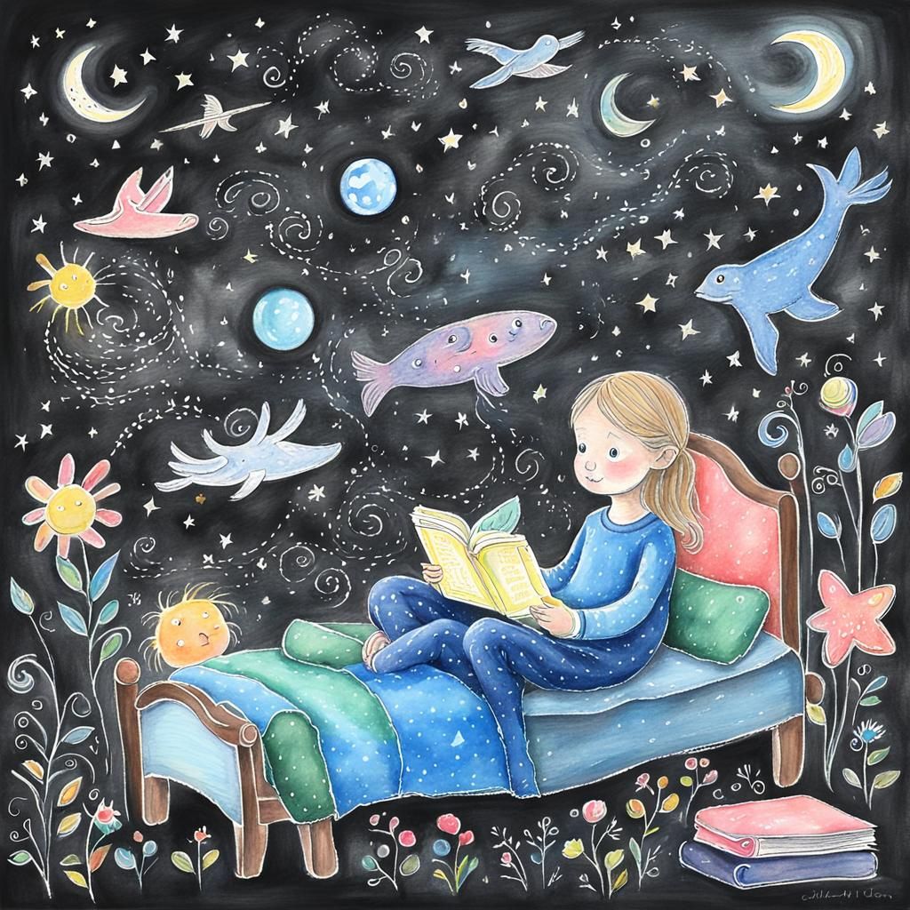 Bedtime Stories in Chalk and Watercolor