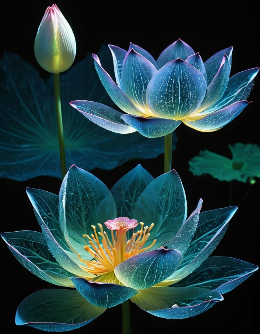 Luminous Lotus: Biopunk Botanical Marvel