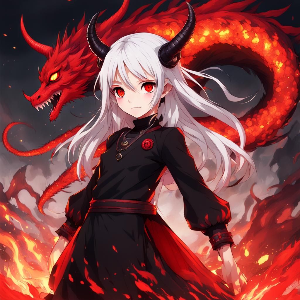 Anime Devil Girl with Fiery Powers