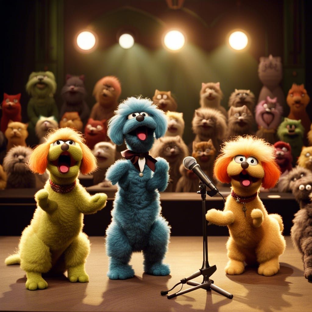 Poodle Singers Perform for Persian Cats: Stop Motion