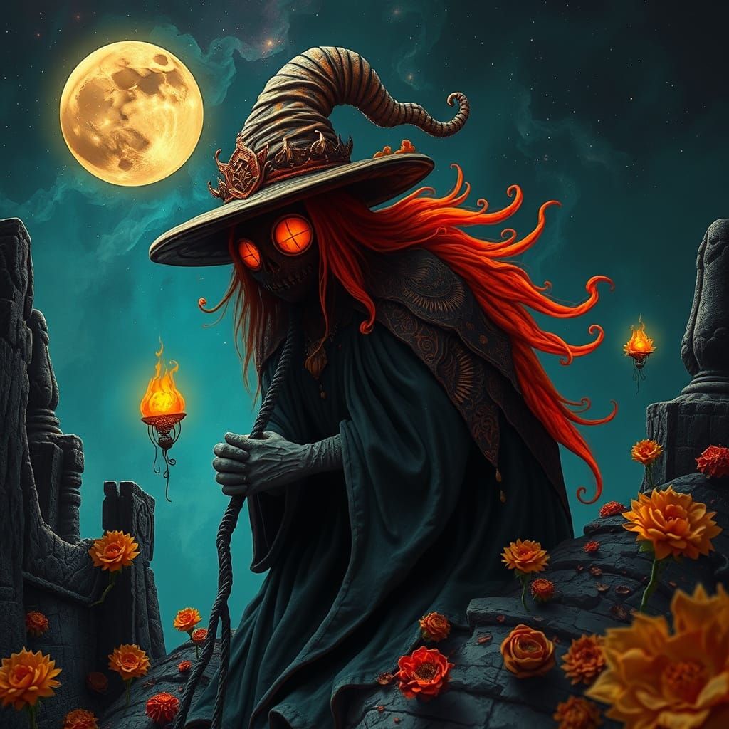 Shabby Chic Witch Greets the Sunrise