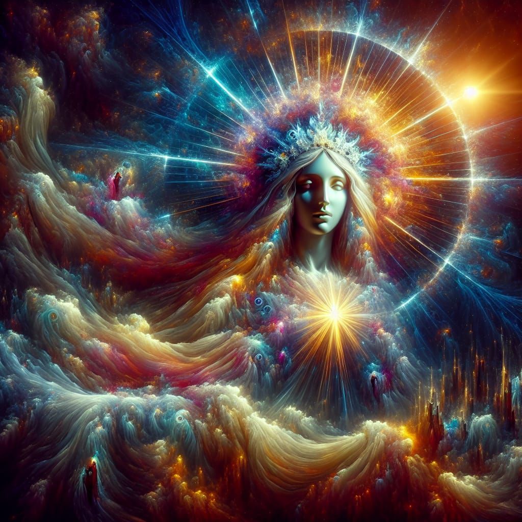 Radiant Holy Mary in Detailed Matte Painting