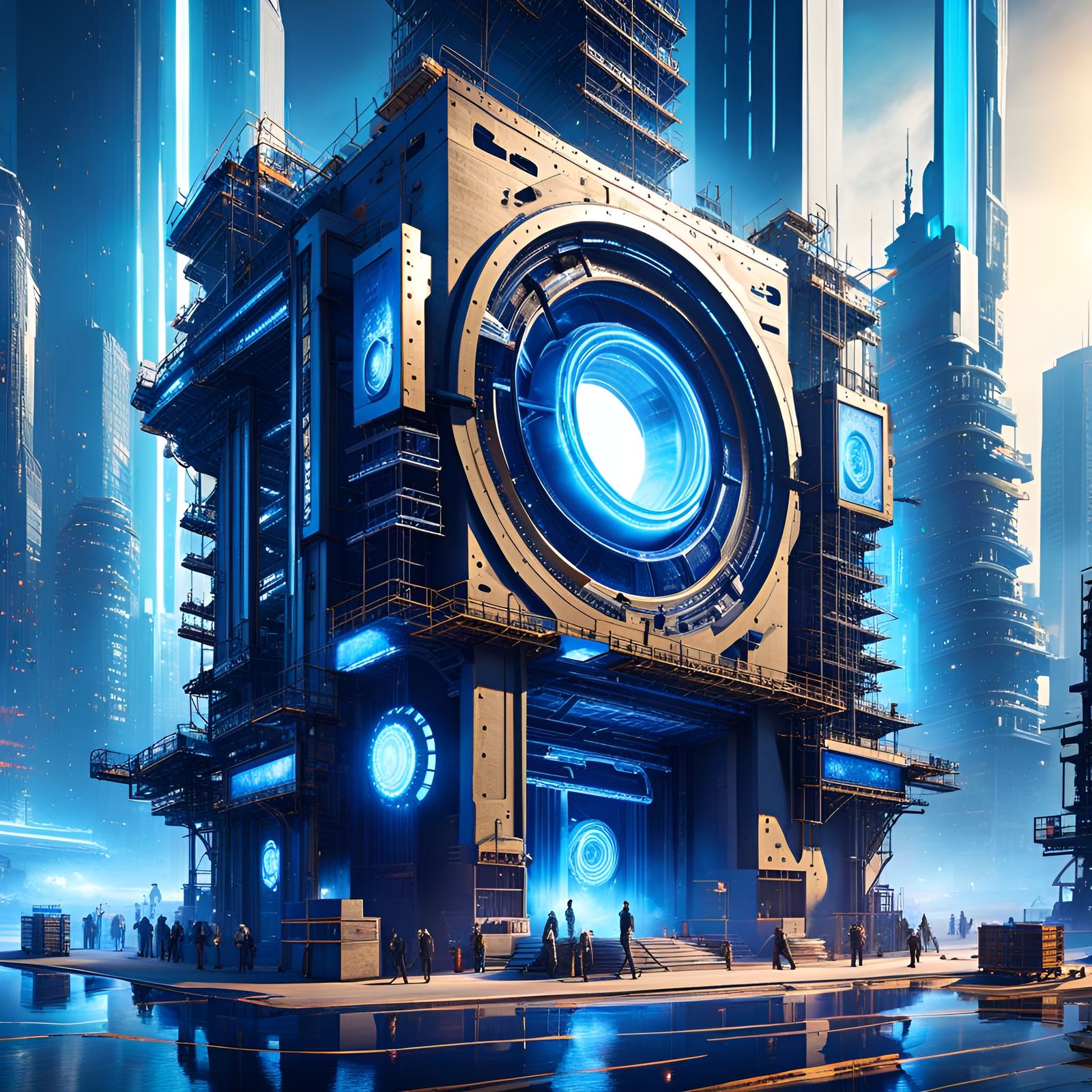 Futuristic Soul Forge: A Construction Site Portal