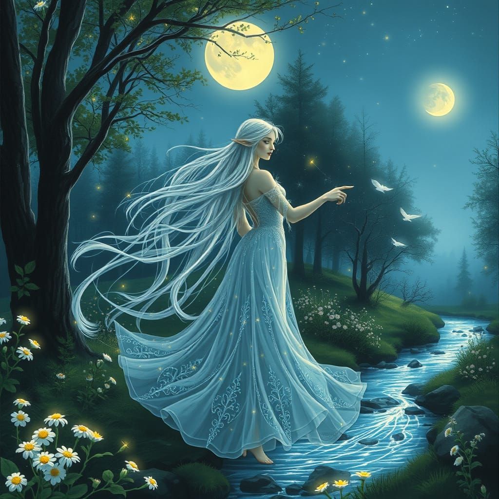 Ethereal Elven Princess Dances Under Starlight