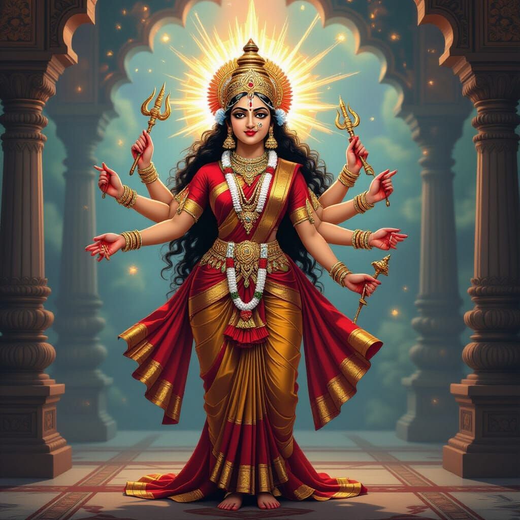 Divine Maa Durga Radiating Power and Grace