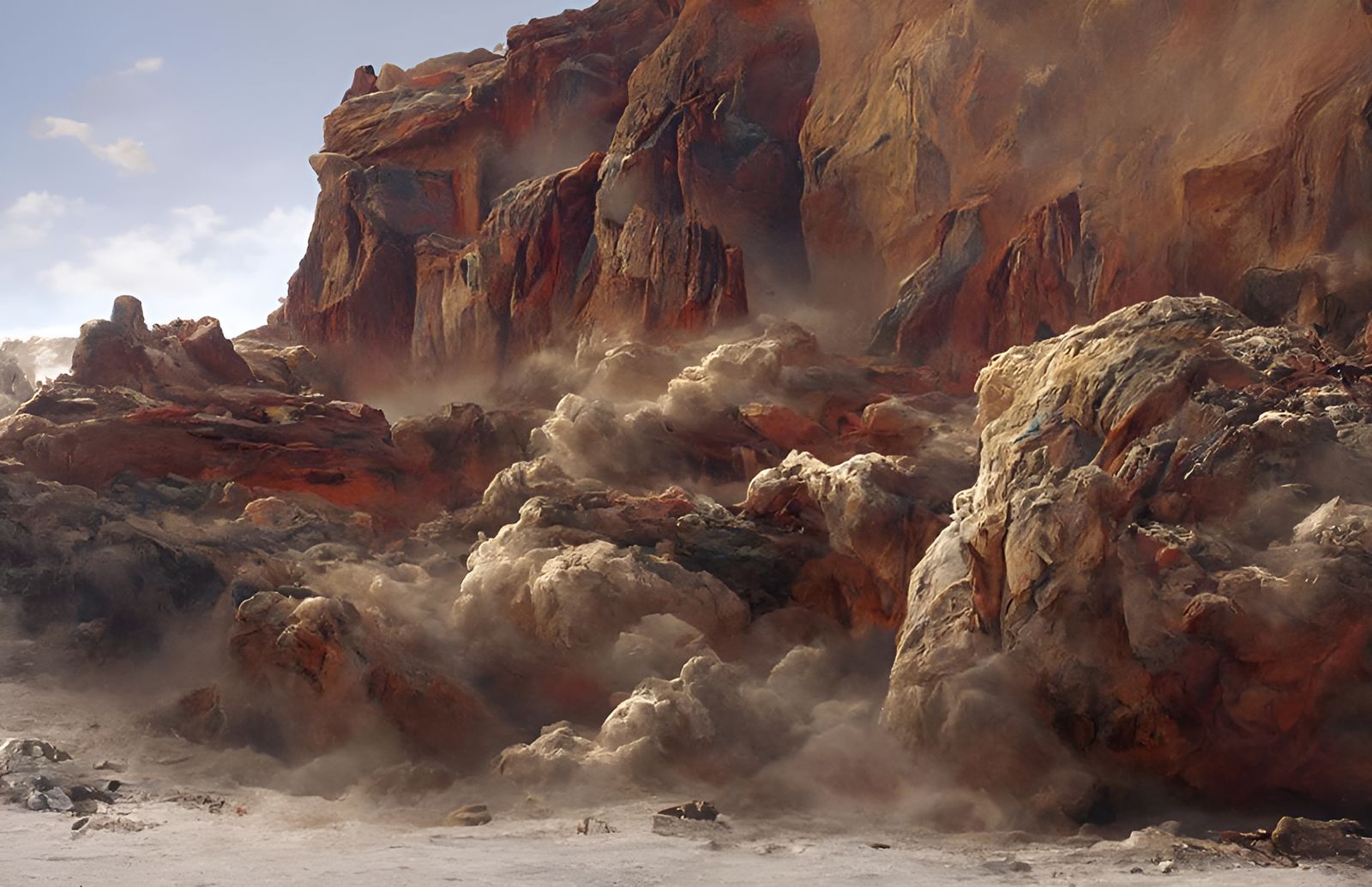 Dust Storm Over Arid Valley in Landscape Art Style