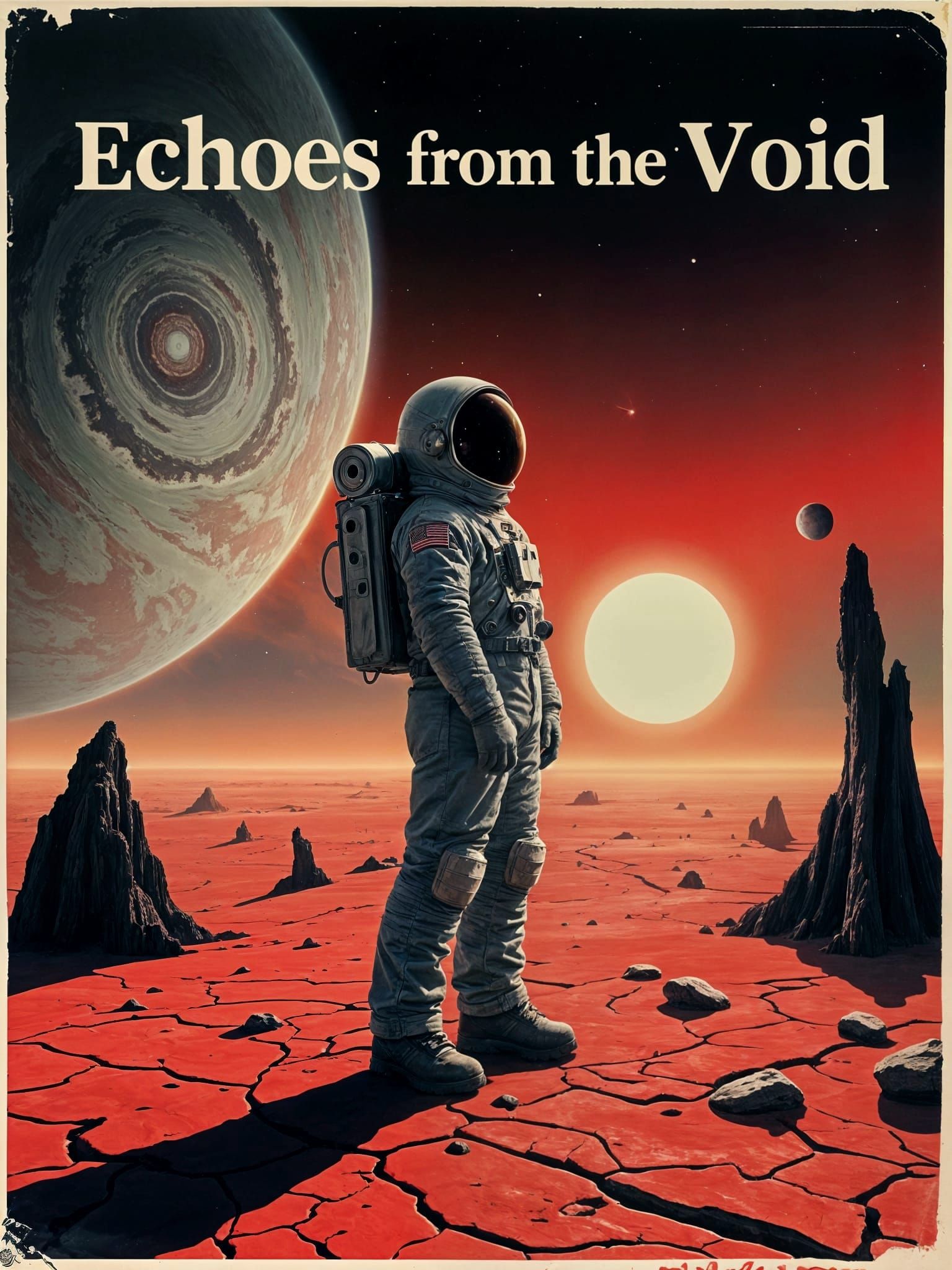 Astronaut on Crimson Planet: Vintage Album Cover Art