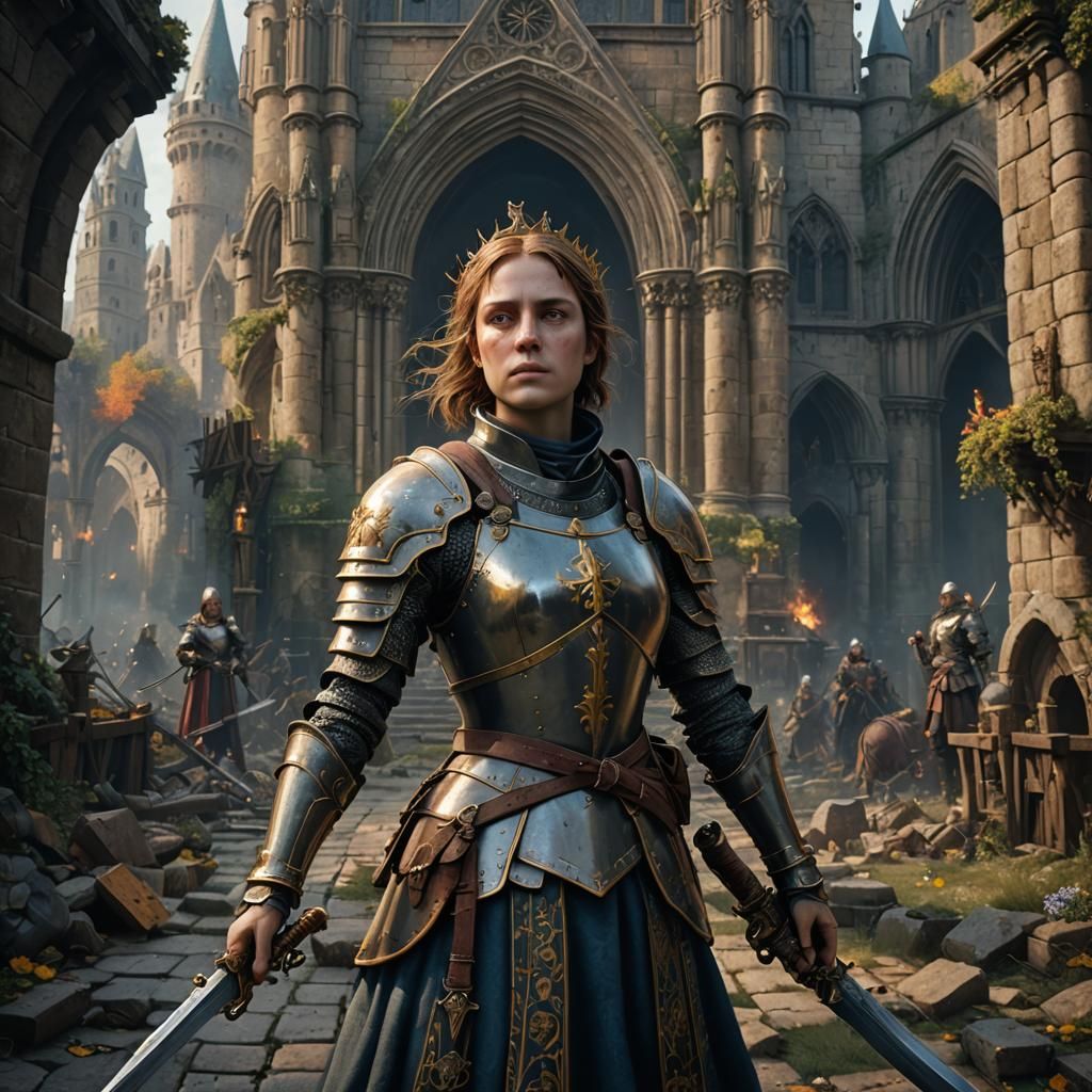 Detailed Matte Painting of Joan of Arc