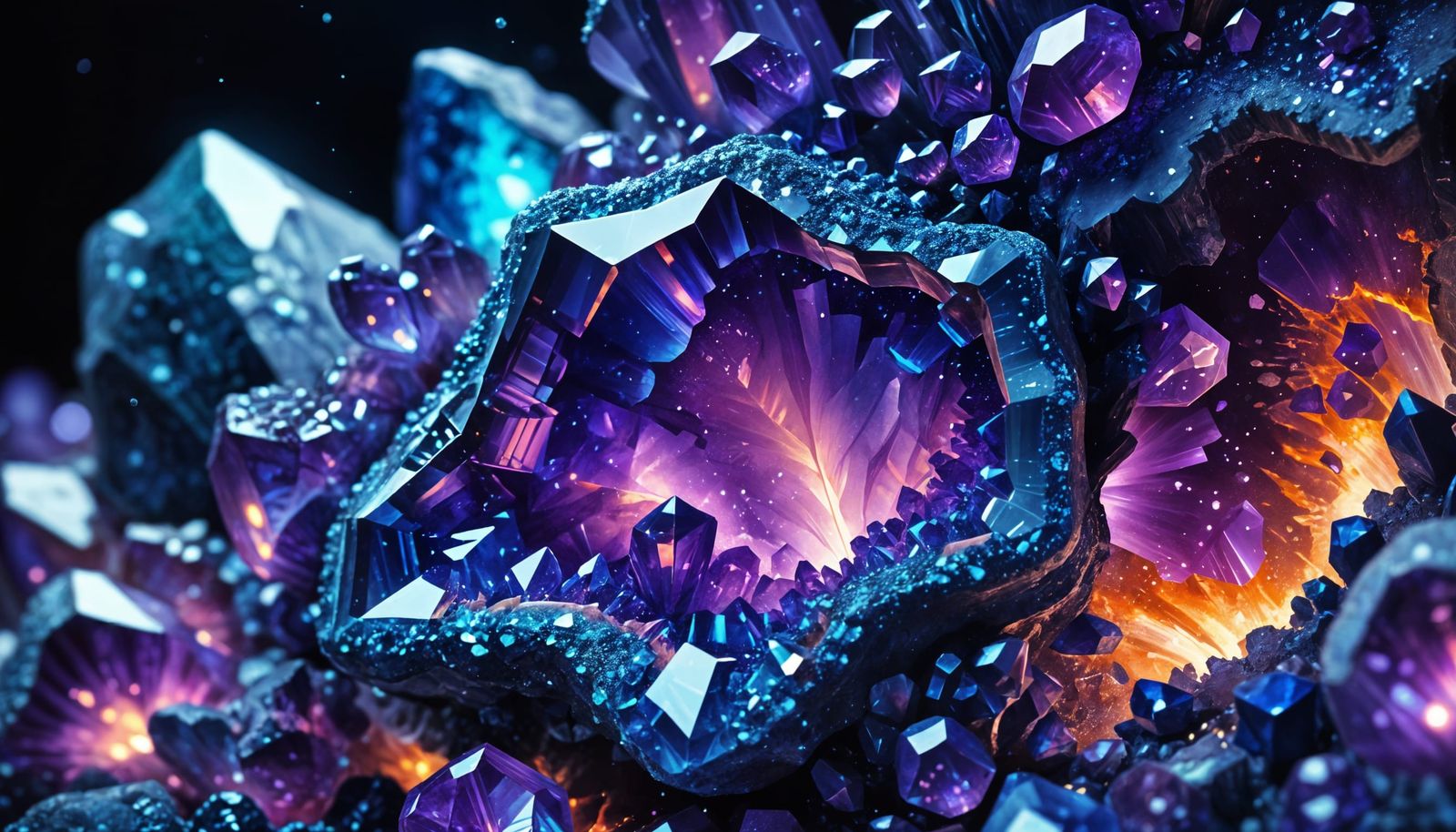 Geode Filled with Brilliant Blue and Violet Crystals