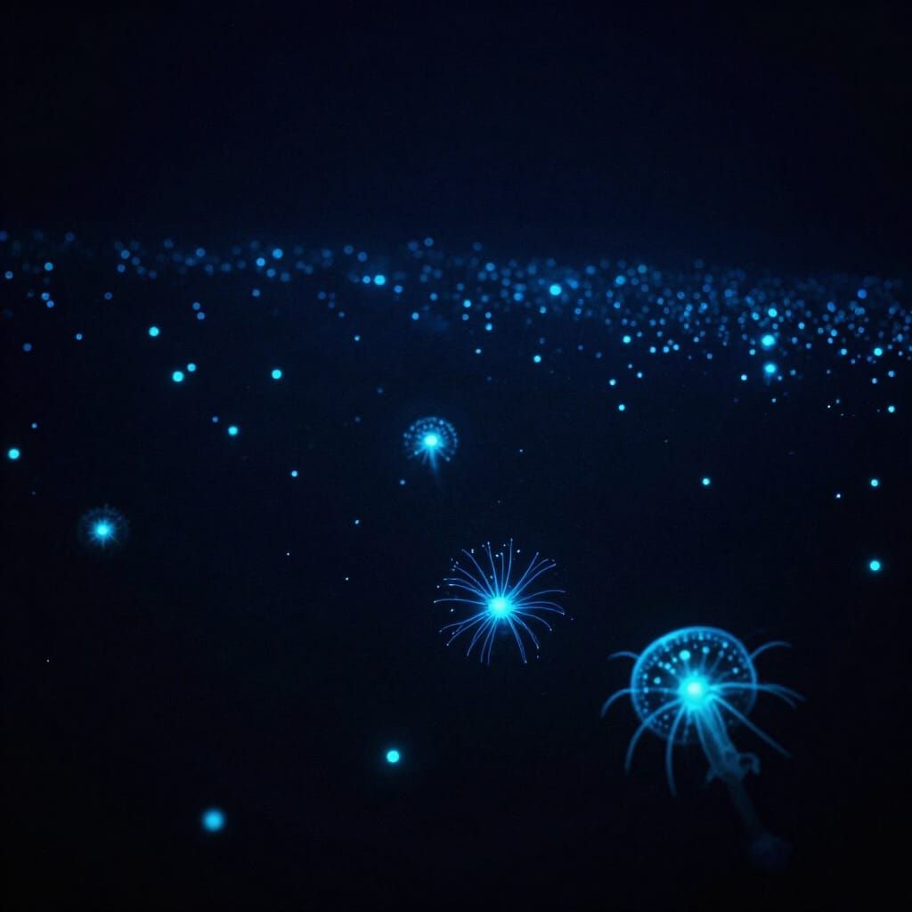 Bioluminescent Ocean Life Glows Like Stars Deep Underwater