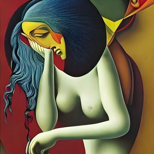 Expressive Weeping Woman: A Portrait of Grief