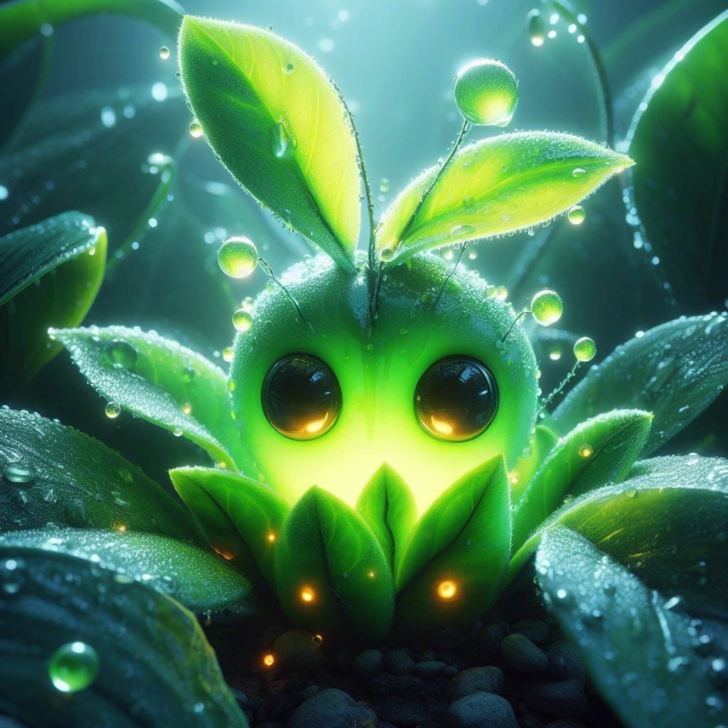 Adorable Bioluminescent Plant with Big Eyes