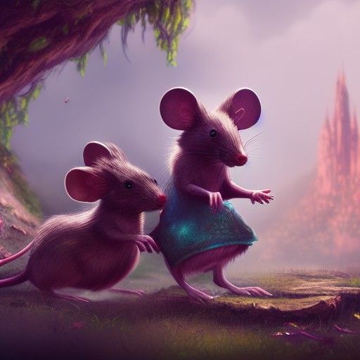 Mouse Friendship: Detailed Matte Painting in Deep Color