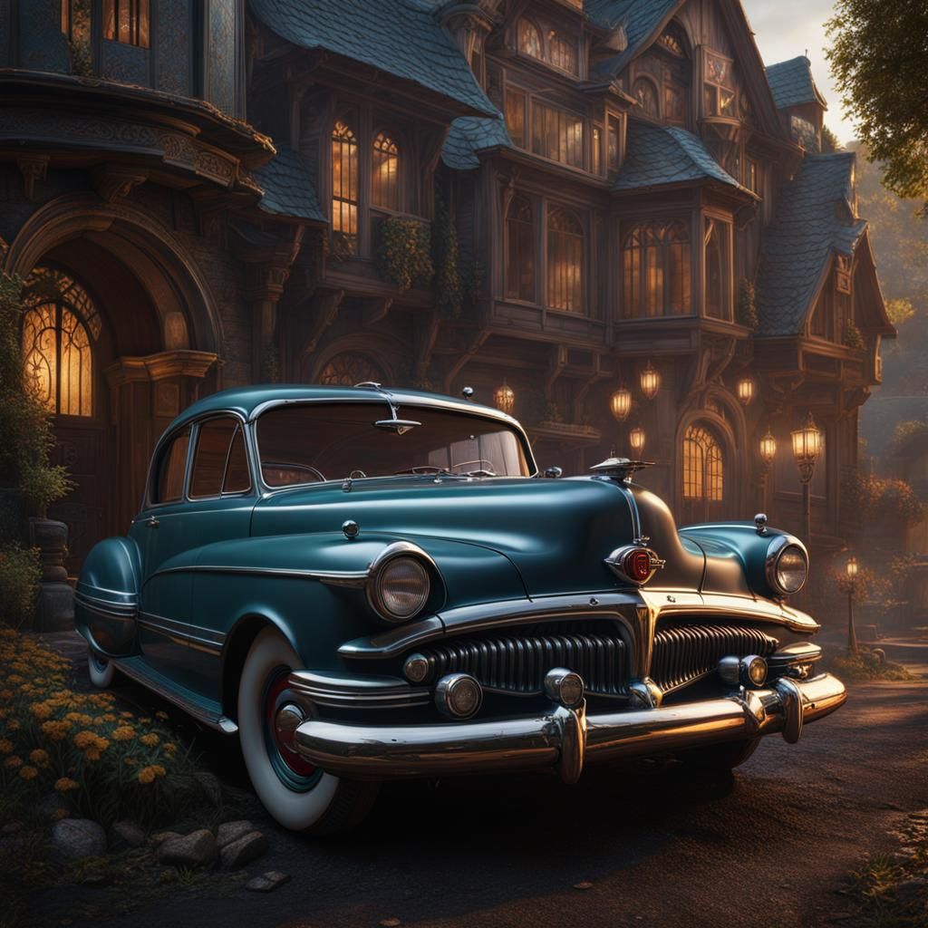 Detailed Matte Painting of an Old Car