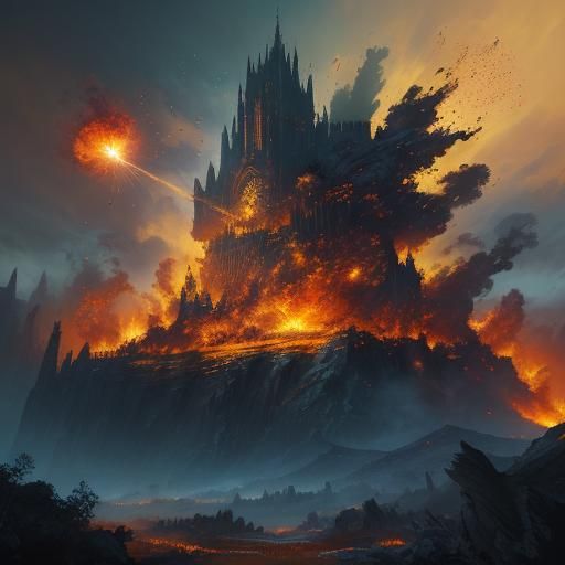 Fiery Baseball Impact: Fantasy Concept Art