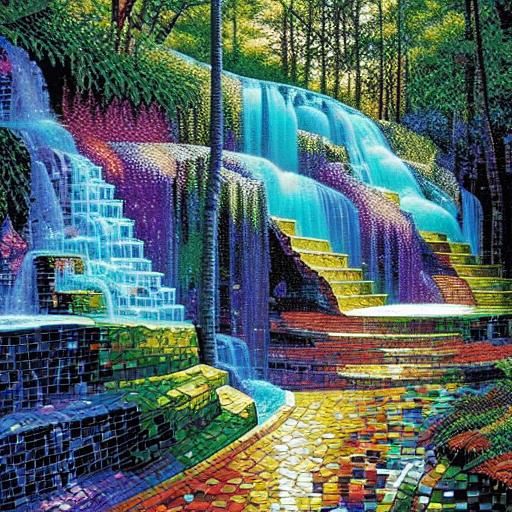 Sparkly Gemstone Mosaic Waterfall Wall Art