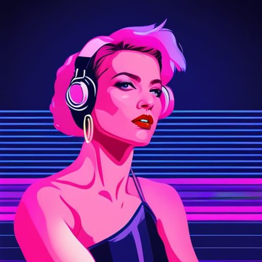 Synthwave Singer in Neon Retro Style