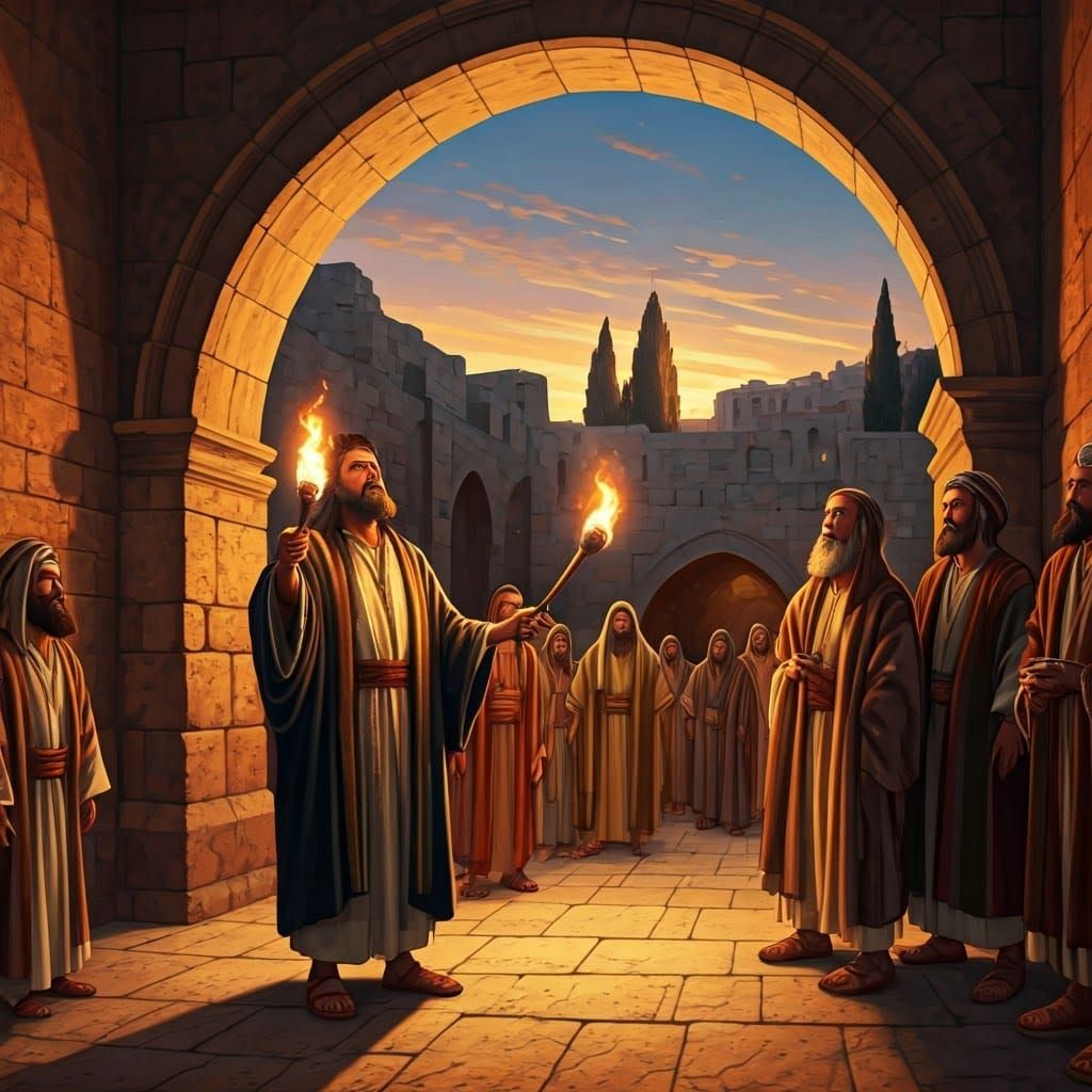 Jerusalem Temple Courtyard: Romanticist Painting of Celebrat...